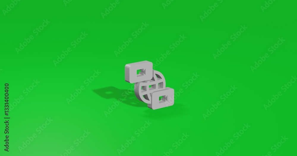 Poster isolated realistic white videoconference symbol front view with shadow. 3d illustration on green chr