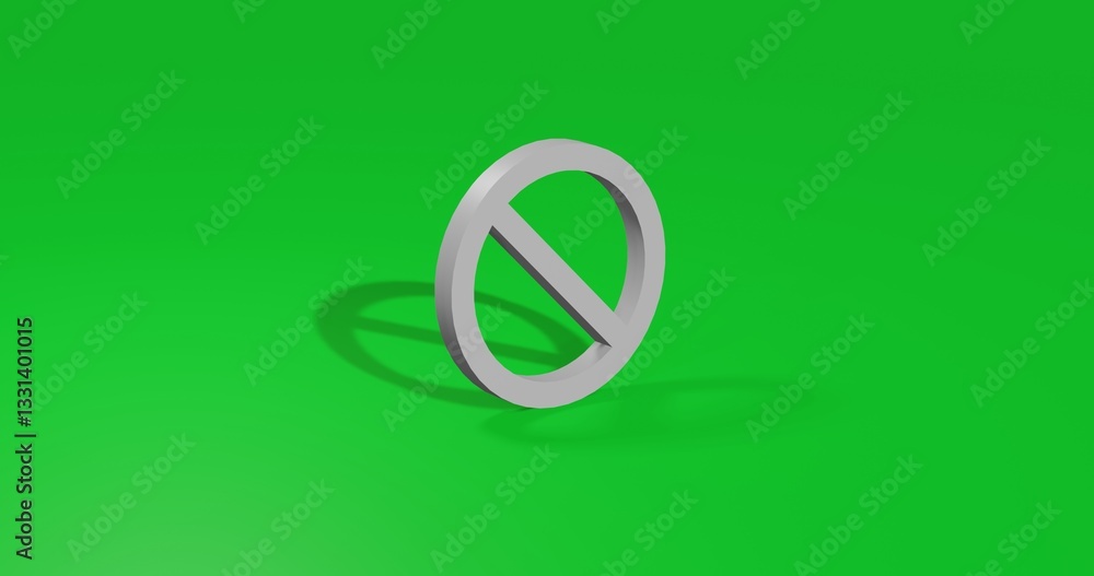 Poster isolated realistic white stop symbol front view with shadow. 3d illustration on green chroma key bac