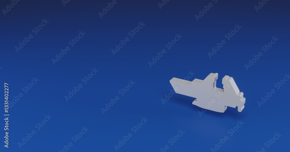 Poster isolated realistic white vise symbol with shadow. located on the right side of the scene. 3d illustr