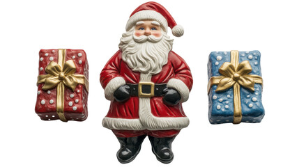 Santa Claus with Christmas Gifts: A Festive Holiday Celebration with Joyful Presents, Wrapped with Ribbons for a Merry Season of Cheer and Tradition