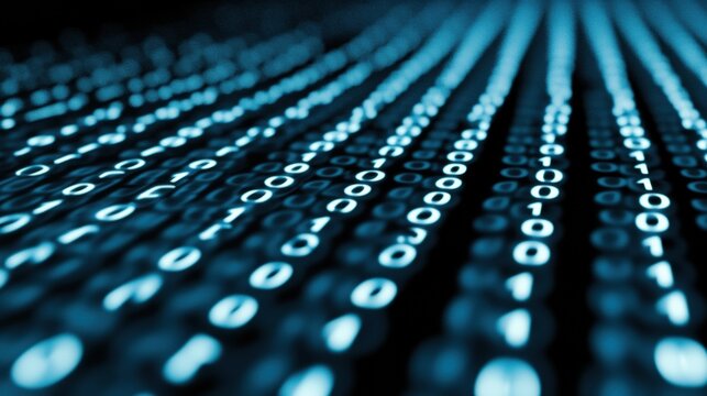 Abstract Blue Binary Code Digital Data Stream Background - Powered by Adobe