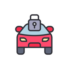 Antitheft car colored icons, minimalist vector illustration ,simple transparent graphic element .Isolated on white background