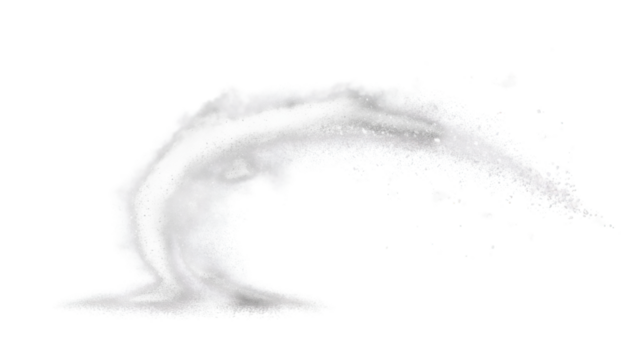 White particles swirling on transparent background