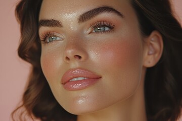Naklejka premium Close up of a beautiful woman with flawless skin