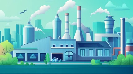 Obraz premium Futuristic Factory Concept Depicting Circular Economy and Recycling