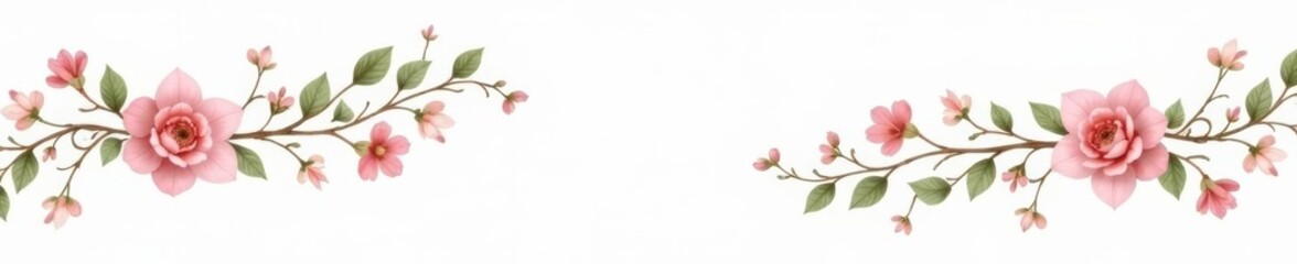 Obraz premium Delicate vine wreath with dainty flowers, perfect for wedding invitations or greeting cards, laurel, greeting cards, vector