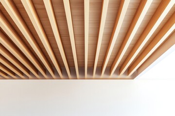 Modern wooden slat ceiling detail.