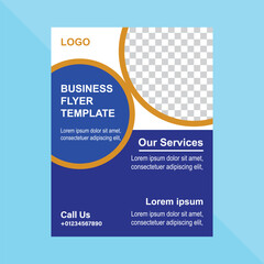 Abstract business flyer design with photo template. A4 size