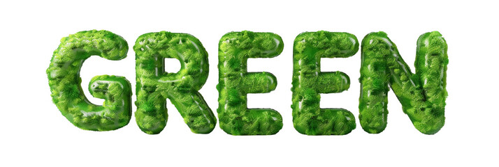 Green typography on transparent background. Generative ai.