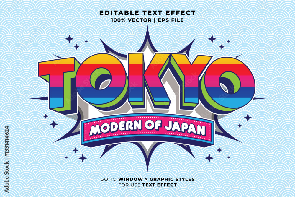 Canvas Prints editable text effect tokyo japan 3d cartoon template text style premium vector