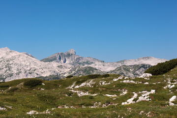 Mountain range Krn in Triglav National Park in Julian Alps