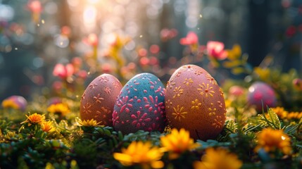 Forest composition with Easter attributes