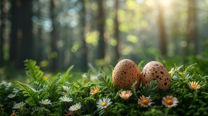 Forest composition with Easter attributes