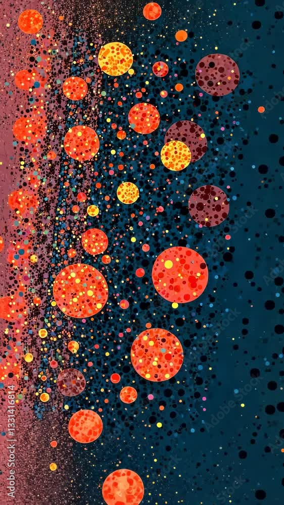 Aufkleber a colorful pattern of circles is displayed on a blue background. the circles are of various sizes an