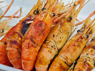 Grilled shrimp on a plate