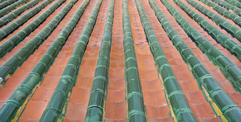 Photo of the tiled roof of a Chinese temple