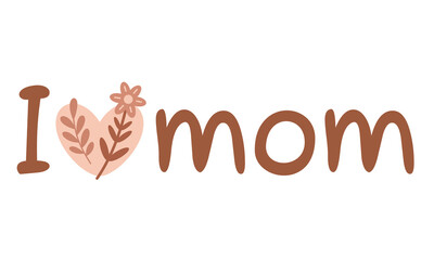 Mothers day clipart. Cute festive object in cartoon flat style. Hand drawn vector illustration.	
