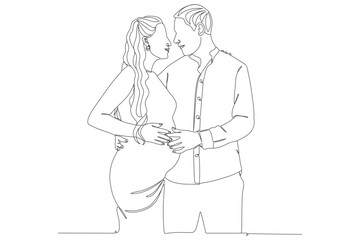 Loving Expectant Couple Embracing – Romantic Pregnancy Moment