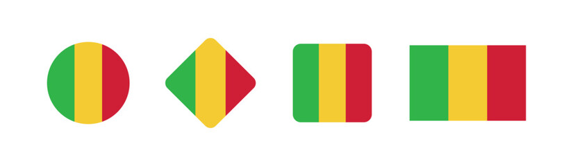 
Vector Mali National Flag icon collection. Set of Mali Flag Icons in Various Shapes.
