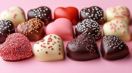 Obraz premium Hearts Chocolates on Pink.