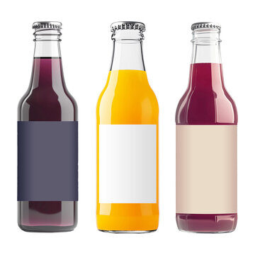 Glass bottles of lemonade on transparent background. Generative ai.