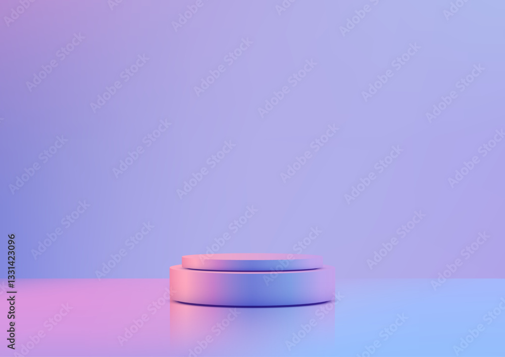 Poster minimalist 3d circular podium in soft pastel tones for modern product display and mockup showcase