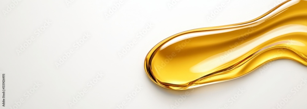 Poster abstract image of a golden liquid flowing on a white background. the liquid has a smooth, glossy tex