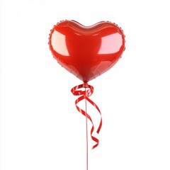 Ribbon inside a heart-shaped balloon isolated on white background
