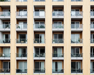 contemporary apartment building with numerous balconies