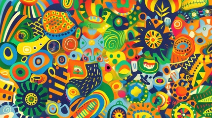 Fototapeta premium Vibrant Abstract Pattern Background Illustration Template for Summer