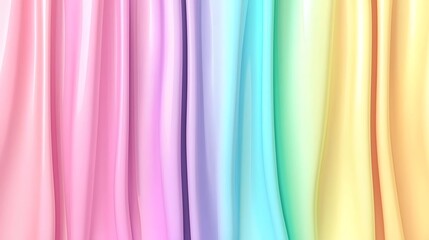 Colorful draped fabric backdrop for design elements, flowing texture, bright pastel rainbow