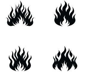 Collection of Flame Icons in Various Styles, Fire Symbols, Burning Effects, Heat Wave Elements, and Abstract Fire Shapes for Graphic Design and Branding