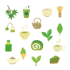 緑茶　抹茶　お茶　アイコン 手描き風