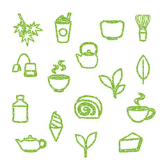 緑茶　抹茶　お茶　アイコン 手描き風