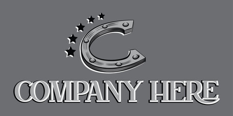 vintage horse shoe logo, monochromatic logo