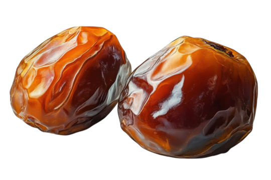 Dried dates are showcased on white background highlighting their rich texture and color