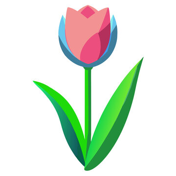 recommend clip art: tulip flower colorful silhouette vector with green red , pink image