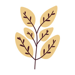 Leaves on a branch, colored. Cute illustration, vector, color, simple