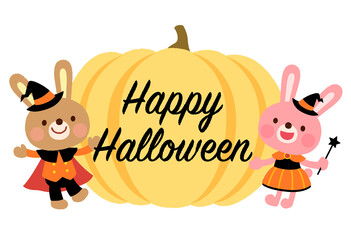 かわいいウサギ　ハロウィン　ロゴ