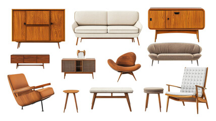 Mid-century modern furniture collection featuring various stylish pieces for living room decor
