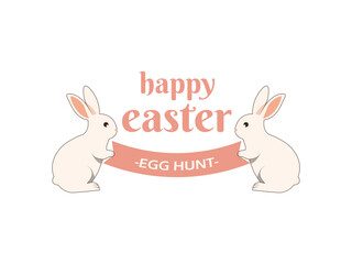 Happy easter card with cute bunnies vector illustration