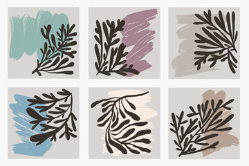 Hand Drawn Minimalist Abstract Plant Contemporary Posters Set