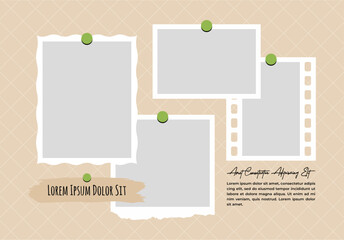 Naklejka premium Picture or photos frame collage and digital photo wall template