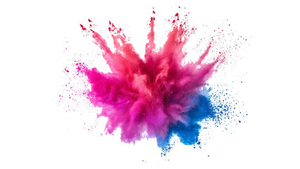 Multicolor powder explosion on White background. Colorful dust explode. Paint Holi. colorful vibrant rainbow Holi paint color powder explosion with bright colors isolated white background.	
