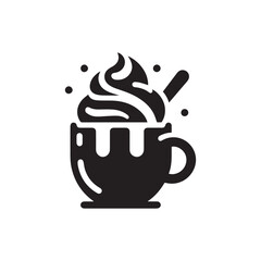 Cream coffee cup or ice cream silhouette bundle isolated on white background, logo icon clip art