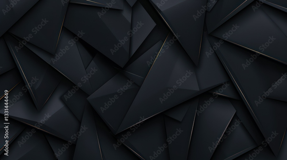 Poster abstract geometric obsidian design: an intricate pattern of overlapping, matte obsidian geometric sh