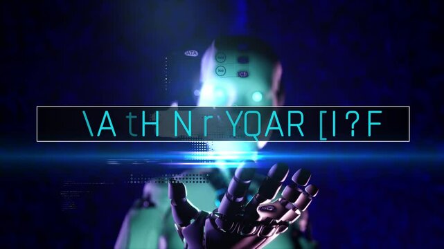 Intro with title text machine learning . High technology opener with AI technology therm headline