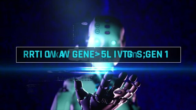 Intro with title text artificial general intelligence. High technology opener with AI technology therm headline
