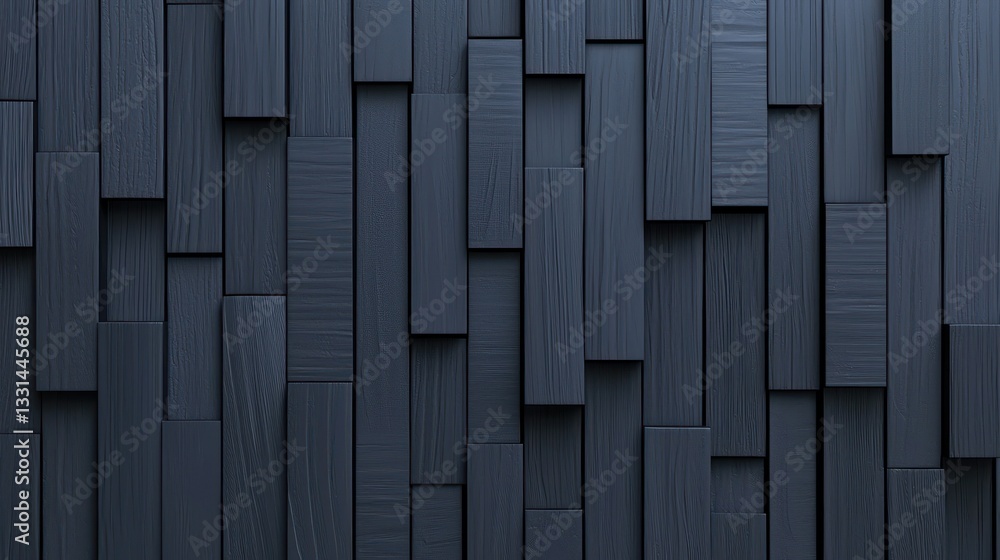 Poster textured timber: a close-up shot of a modern timber wall composed of vertical, rectangular wooden bl
