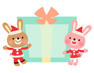 かわいいウサギのサンタクロース　クリスマス　メッセージカード